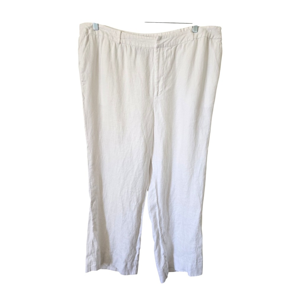 Lauren Ralph Lauren Womens 20 Pants White Linen Trousers Straight Leg Lined